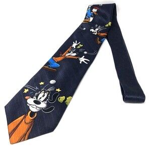 Goofy Golf 100% Silk Necktie Disney Mickey Unlimited Donald Duck Novelty Navy